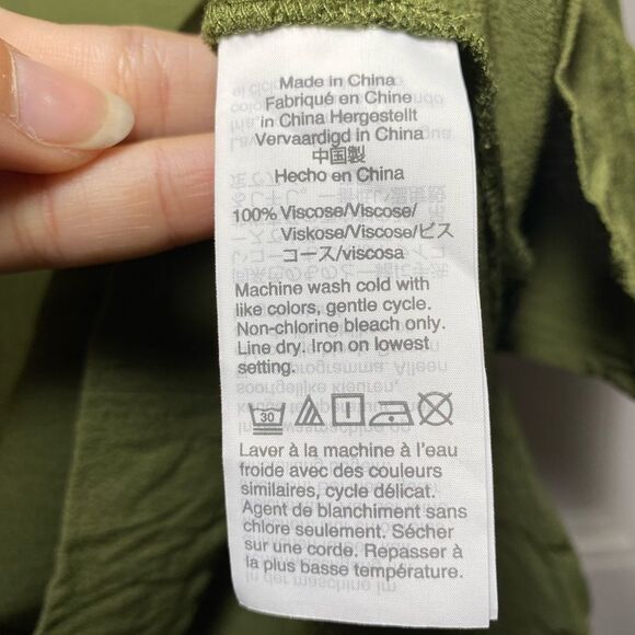 MADEWELL Novel V-neck Short Sleeve Mini Shift Dress Desert Olive Green Size XS - Picture 10 of 11